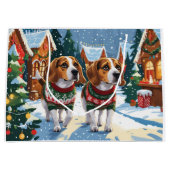 Beagle Dogs Christmas Snow Holiday Große Geschenktüte (Vorderseite)