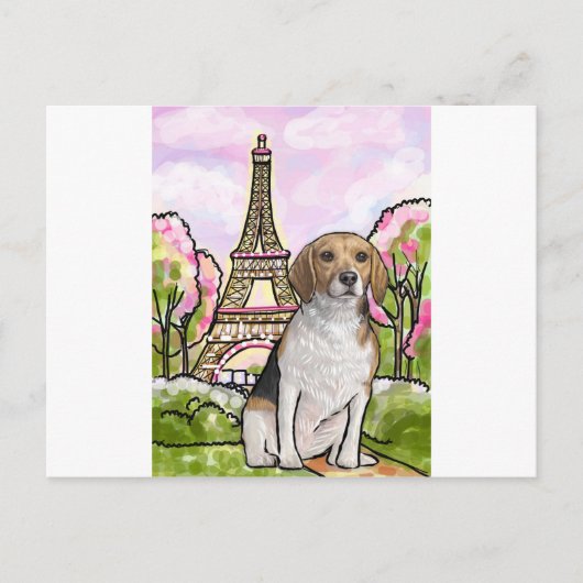 Beagle-Eiffelturmparis Postkarte (Vorderseite)