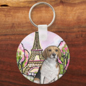 Beagle-Eiffelturmparis Schlüsselanhänger (Vorderseite)
