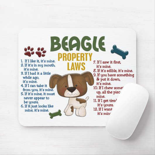 Beagle-Eigentums-Gesetze 4 Mousepad (Mit Mouse)