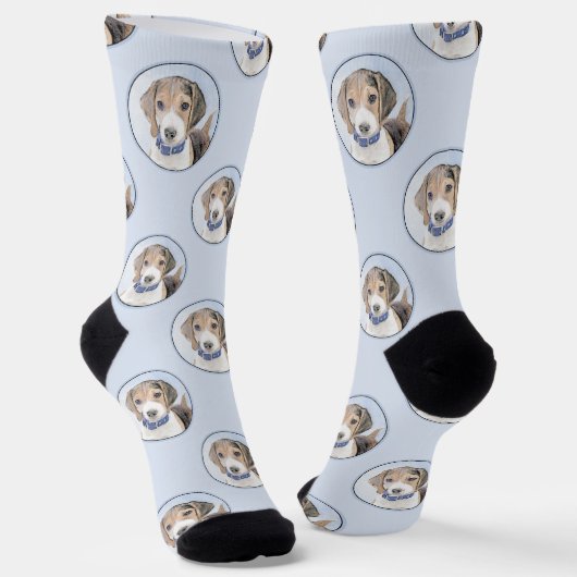 Beagle Englisch Malerei Tri Tricolor Niedliche Dog Socken (Gewinkelt)