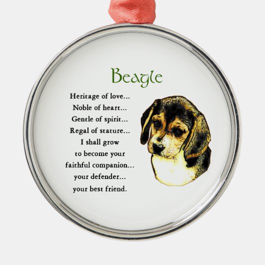 Beagle Erbe der Liebe Silbernes Ornament (Vorne)