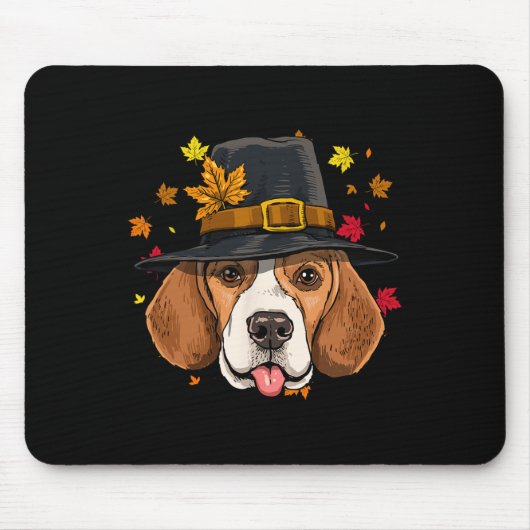 Beagle Erntedank Pilgris Türkei Tag Herbst Herbst Mousepad (Vorne)