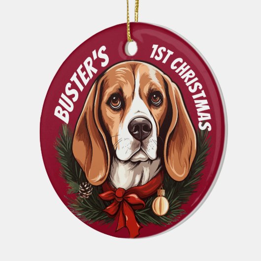 Beagle erste Weihnachten Keramik Ornament (Links)