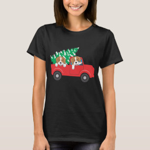 Beagle fahren mit einem roten LKW Beagle Weihnacht T-Shirt