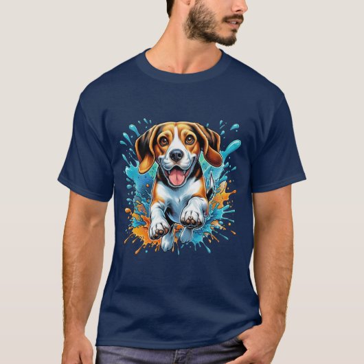 Beagle-Farbüberhang T-Shirt (Vorderseite)