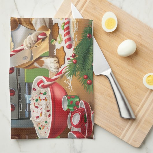 Beagle Feiertag Backen: Feierliche Weihnachten Geschirrtuch (Viertel Falte)