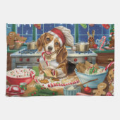 Beagle Feiertag Backen: Feierliche Weihnachten Geschirrtuch (Horizontal)