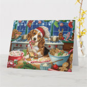 Beagle Feiertag Backen: Feierliche Weihnachten Karte (Gelbe Blume)