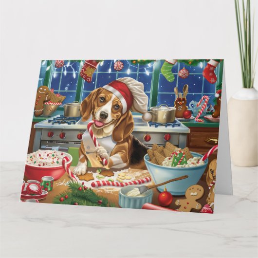 Beagle Feiertag Backen: Feierliche Weihnachten Karte (Vorderseite)