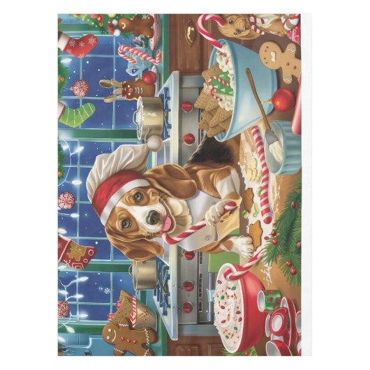 Beagle Feiertag Backen: Feierliche Weihnachten Tischdecke (Vorderseite)