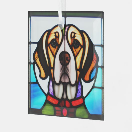 Beagle "Festglas" Ornament Aus Glas (Vorderseite links)