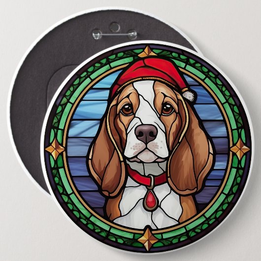 Beagle Festgläser Weihnachten Button (Vorne & Hinten)