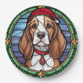 Beagle Festgläser Weihnachten Pappteller (Vorderseite)