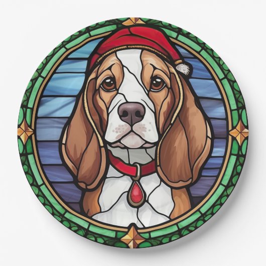 Beagle Festgläser Weihnachten Pappteller (Vorderseite)