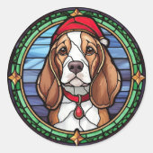 Beagle Festgläser Weihnachten Runder Aufkleber (Vorderseite)