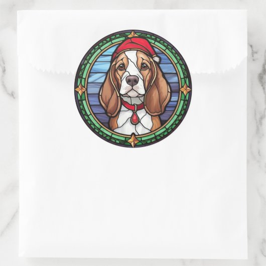 Beagle Festgläser Weihnachten Runder Aufkleber (Tasche)