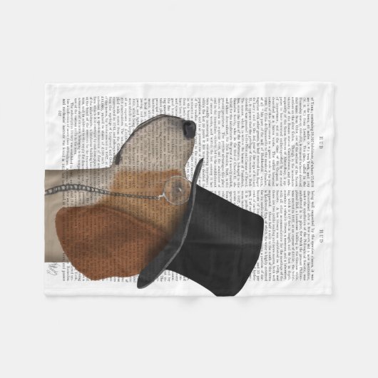 Beagle, Festhund und Hut Fleecedecke (Vorderseite (Horizontal))