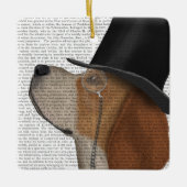 Beagle, Festhund und Hut Keramikornament (Vorderseite)