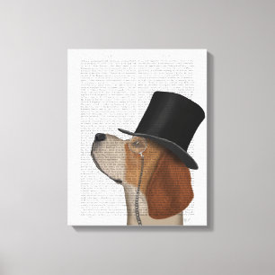 Beagle, Festhund und Hut Leinwanddruck