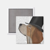 Beagle, Festhund und Hut Magnet (Vorderseite/Rückseite)