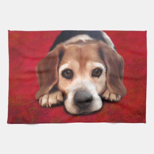 Beagle Fine Art Dog Art Malerei Geschirrtuch (Horizontal)