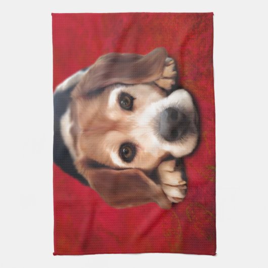 Beagle Fine Art Dog Art Malerei Geschirrtuch (Vertikal)