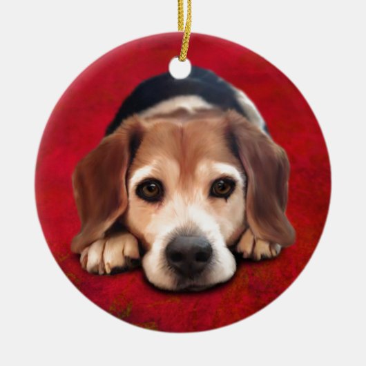 Beagle Fine Art Dog Art Malerei Keramikornament (Vorne)