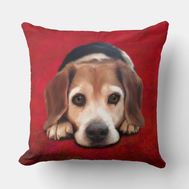 Beagle Fine Art Dog Art Malerei Kissen (Vorderseite)