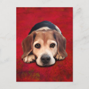 Beagle Fine Art Dog Art Malerei Postkarte