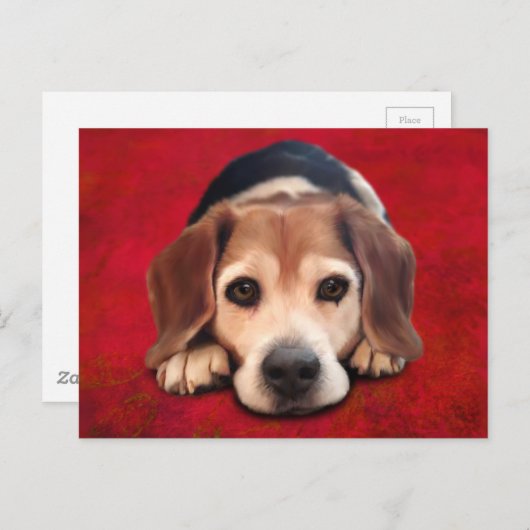 Beagle Fine Art Dog Art Malerei Postkarte (Vorne/Hinten)
