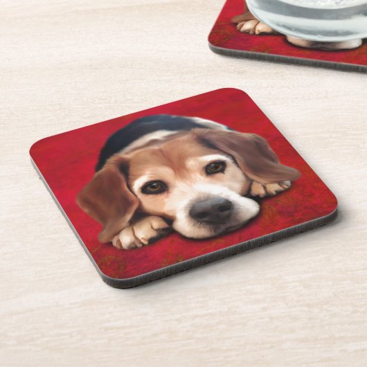 Beagle Fine Art Dog Art Malerei Untersetzer (Linke Seite)