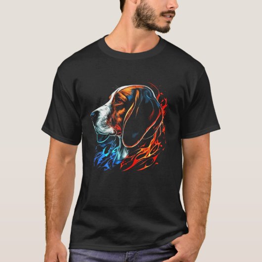 Beagle Flames Cute Dog T-Shirt (Vorderseite)