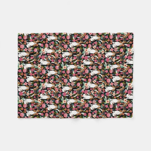 Beagle Floral Design Beagle Blume Hundedesign Fleecedecke (Vorderseite (Horizontal))