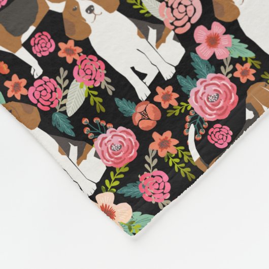 Beagle Floral Design Beagle Blume Hundedesign Fleecedecke (Ecke)