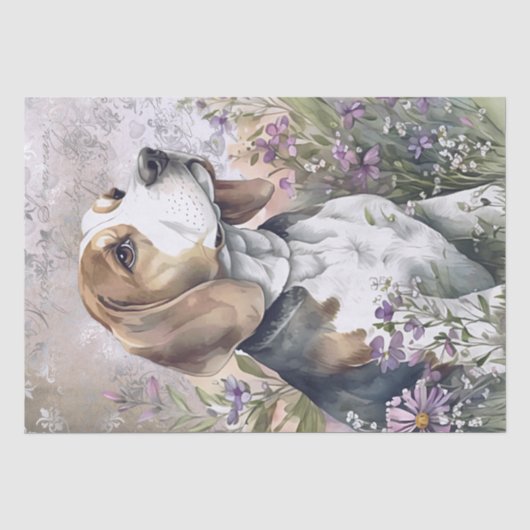 Beagle Floral Dog Seidenpapier (Vorderseite)