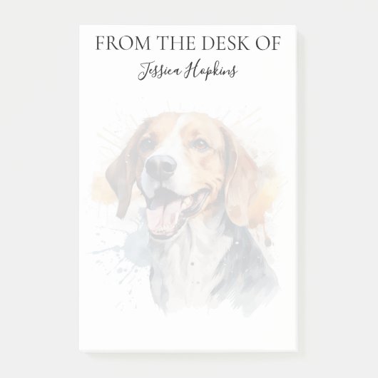 Beagle-Freund monogrammierter Hund Post-it Klebezettel (Vorderseite)