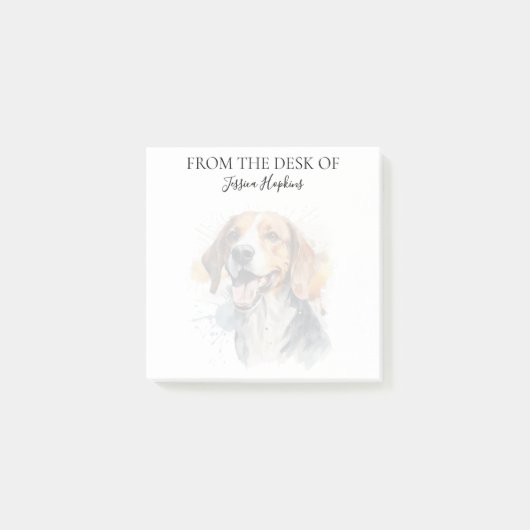 Beagle-Freund Monogrammierter Hund Post-it Klebezettel (Vorderseite)