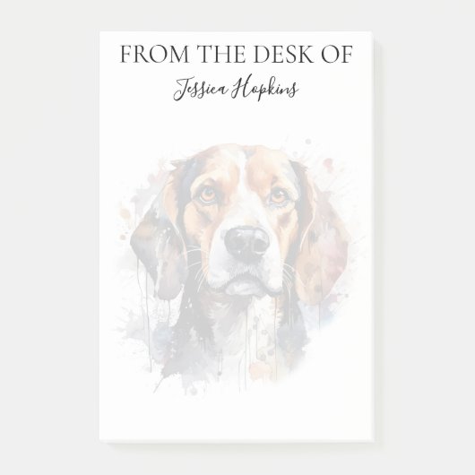 Beagle-Freund monogrammierter Hund Post-it Klebezettel (Vorderseite)