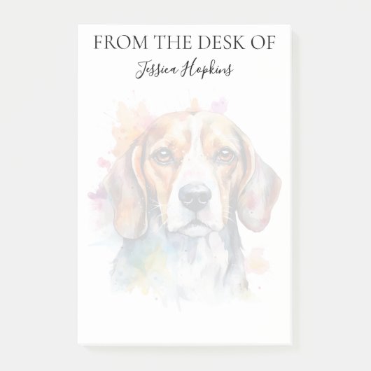 Beagle-Freund monogrammierter Hund Post-it Klebezettel (Vorderseite)