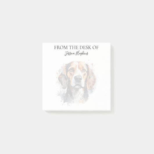Beagle-Freund monogrammierter Hund Post-it Klebezettel (Vorderseite)