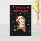 Beagle Frohe Weihnachts-Winter Tiere Hundekarte Karte (Gelbe Blume)