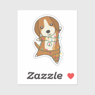 Beagle Frohe Weihnachts-Wintertiere Hund Aufkleber