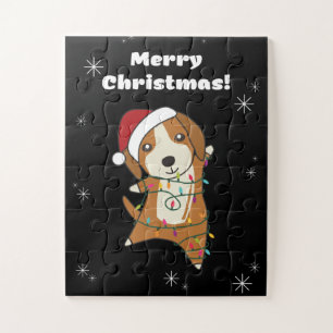Beagle Frohe Weihnachts-Wintertiere Hund Puzzle