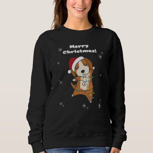 Beagle Frohe Weihnachts-Wintertiere Hund Sweatshirt (Vorderseite)