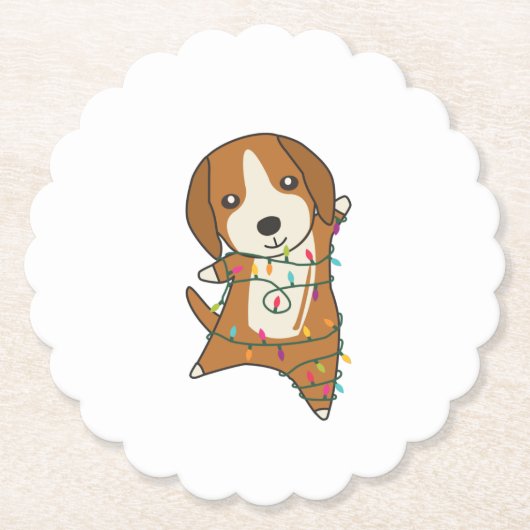 Beagle Frohe Weihnachts-Wintertiere Hund Untersetzer (Vorderseite)