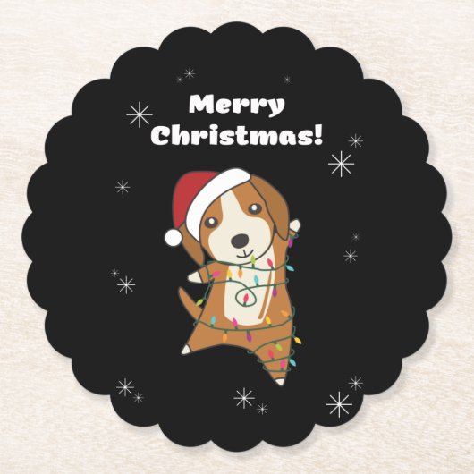 Beagle Frohe Weihnachts-Wintertiere Hund Untersetzer (Vorderseite)
