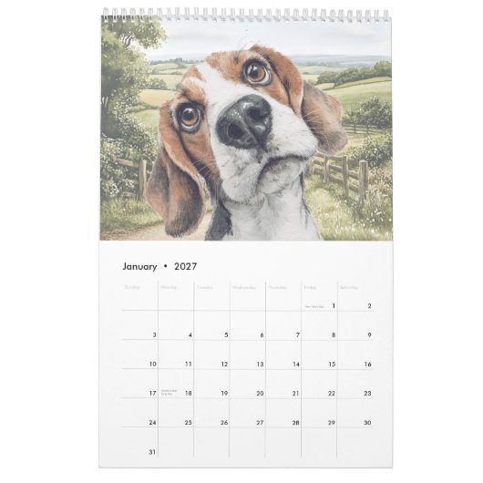 Beagle Funny Cartoon Dog Kalender (Jan 2027)