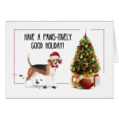 Beagle Funny Christmas Dog mit Baum (Vorderseite (Horizontal))