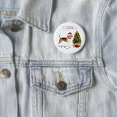 Beagle Funny Christmas Dog mit Baum Button (Beispiel)